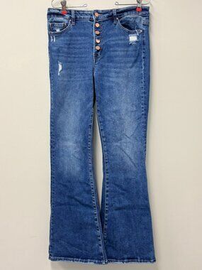 Mica Los Angeles Distressed Flare Jeans | Button Fly | Size 30